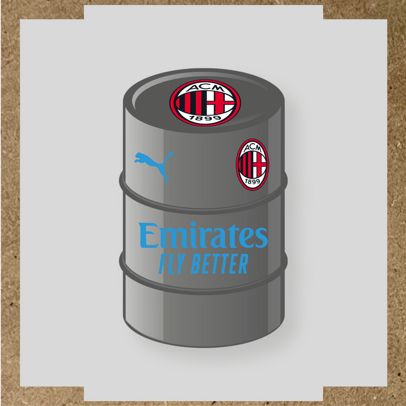Kit de 4 stickers AC Milan pour baril décoratif, mettant en avant le logo AC Milan. couleur:bleu ciel