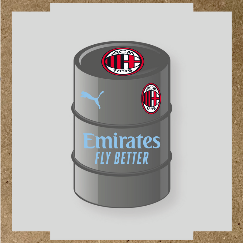 Kit de 4 stickers AC Milan pour baril décoratif, mettant en avant le logo AC Milan. couleur:bleu pastel