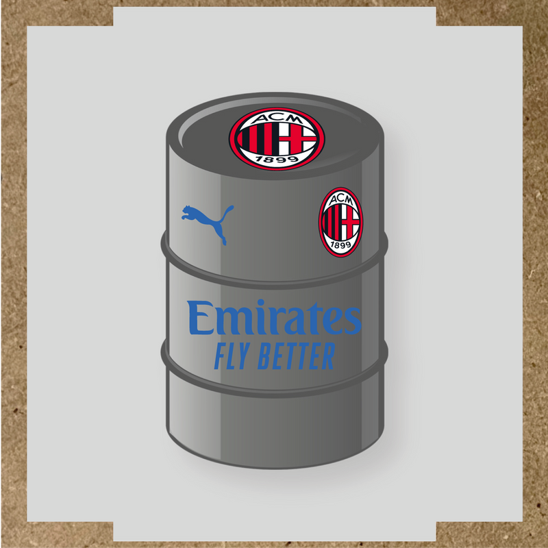 Kit de 4 stickers AC Milan pour baril décoratif, mettant en avant le logo AC Milan. couleur:bleu pétrole