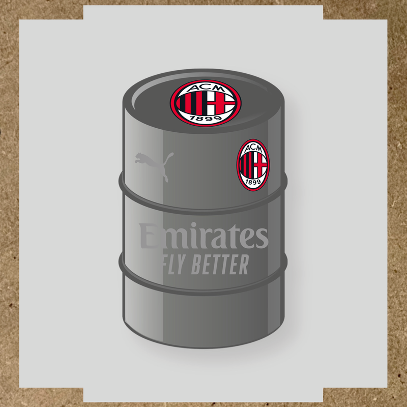 Kit de 4 stickers AC Milan pour baril décoratif, mettant en avant le logo AC Milan. couleur:gris