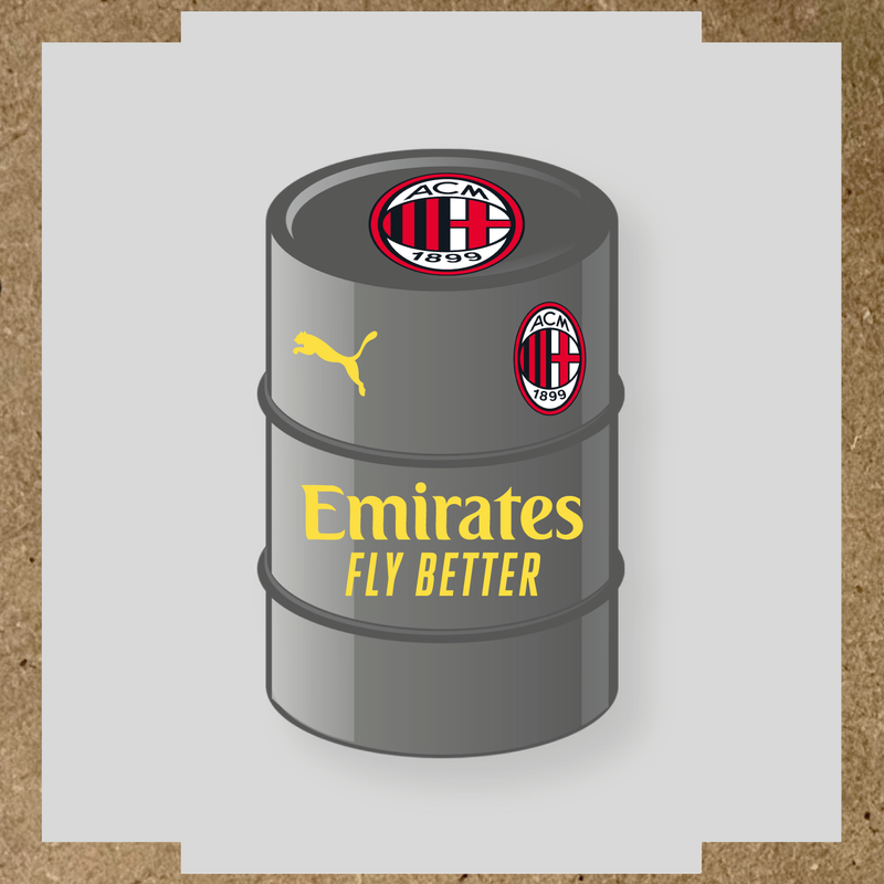 Kit de 4 stickers AC Milan pour baril décoratif, mettant en avant le logo AC Milan. couleur:jaune clair