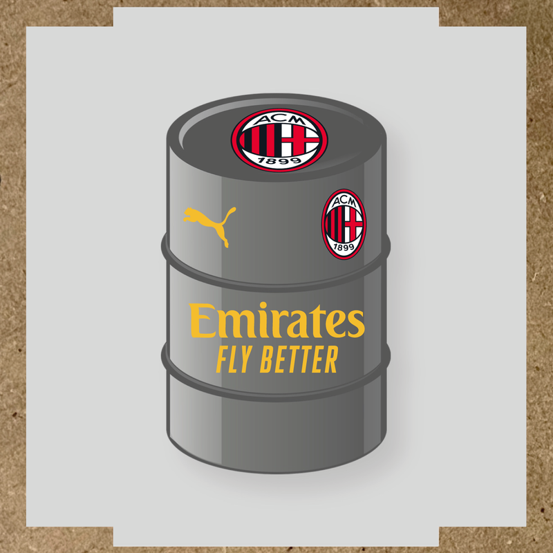Kit de 4 stickers AC Milan pour baril décoratif, mettant en avant le logo AC Milan. couleur:jaune