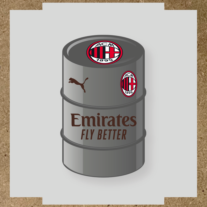 Kit de 4 stickers AC Milan pour baril décoratif, mettant en avant le logo AC Milan. couleur:marron foncé