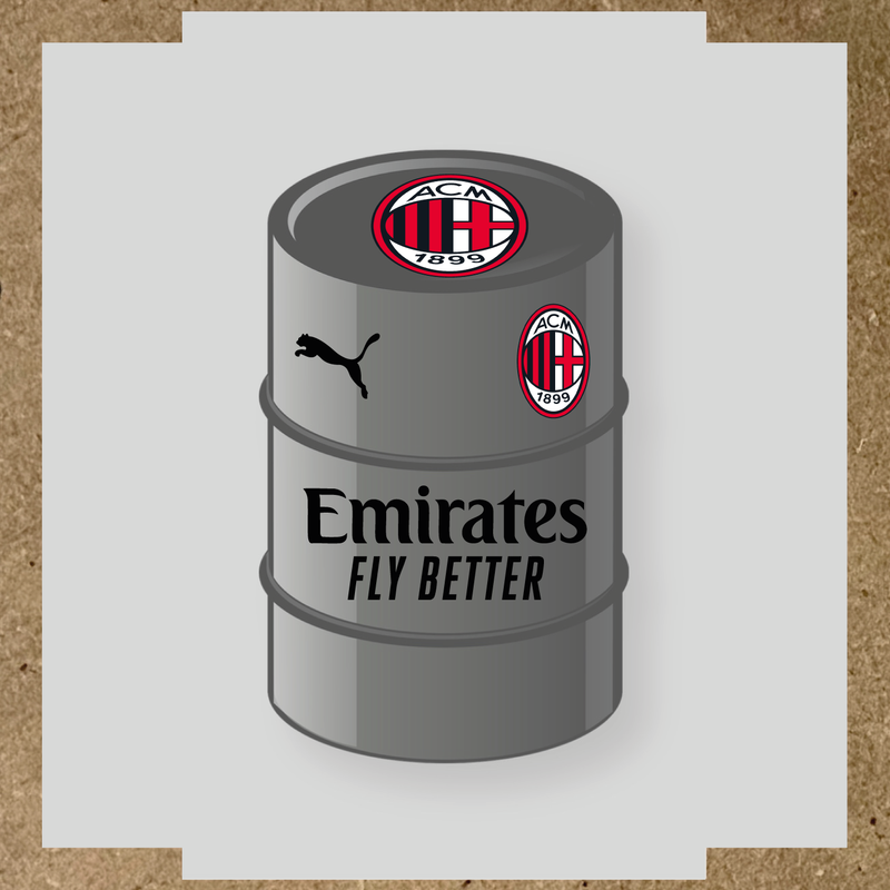 Kit de 4 stickers AC Milan pour baril décoratif, mettant en avant le logo AC Milan. couleur:noir