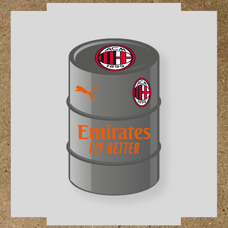 Kit de 4 stickers AC Milan pour baril décoratif, mettant en avant le logo AC Milan. couleur:orange