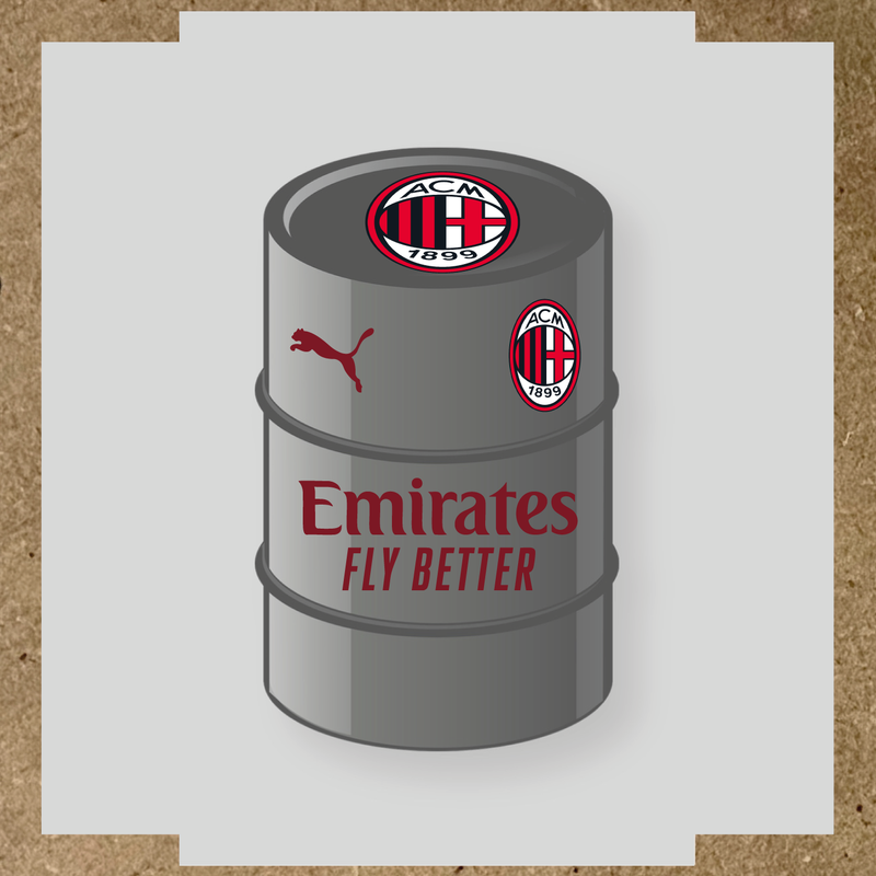 Kit de 4 stickers AC Milan pour baril décoratif, mettant en avant le logo AC Milan. couleur:rouge bordeaux