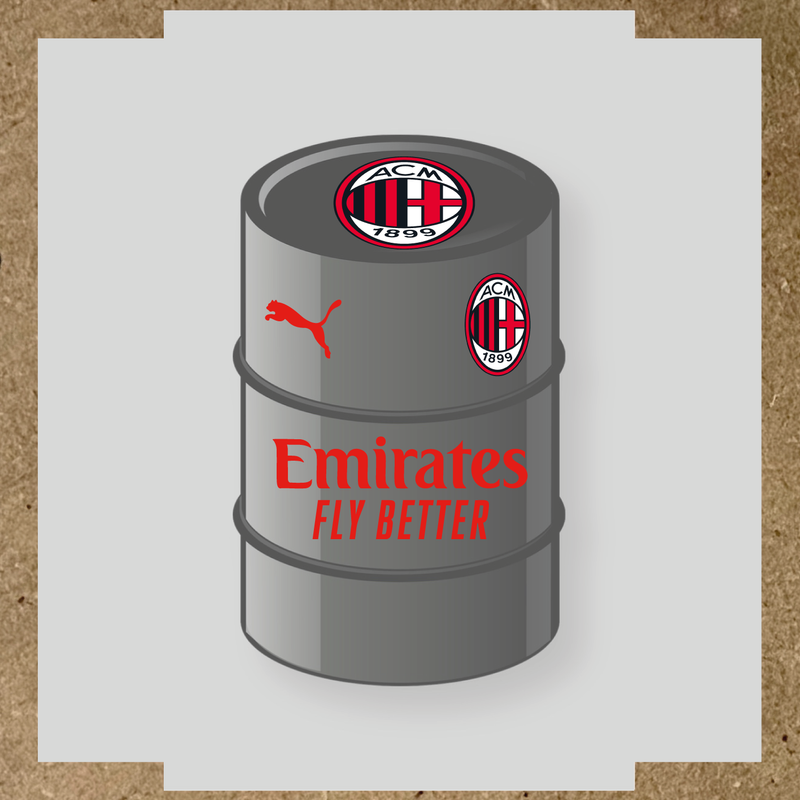 Kit de 4 stickers AC Milan pour baril décoratif, mettant en avant le logo AC Milan. couleur:rouge vif