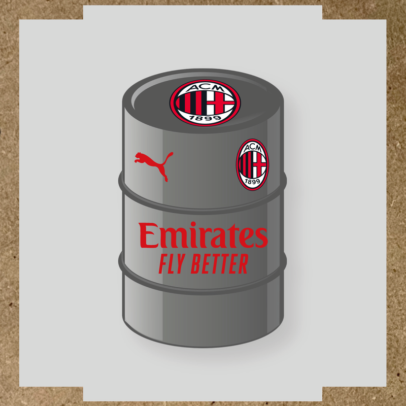 Kit de 4 stickers AC Milan pour baril décoratif, mettant en avant le logo AC Milan. couleur:rouge