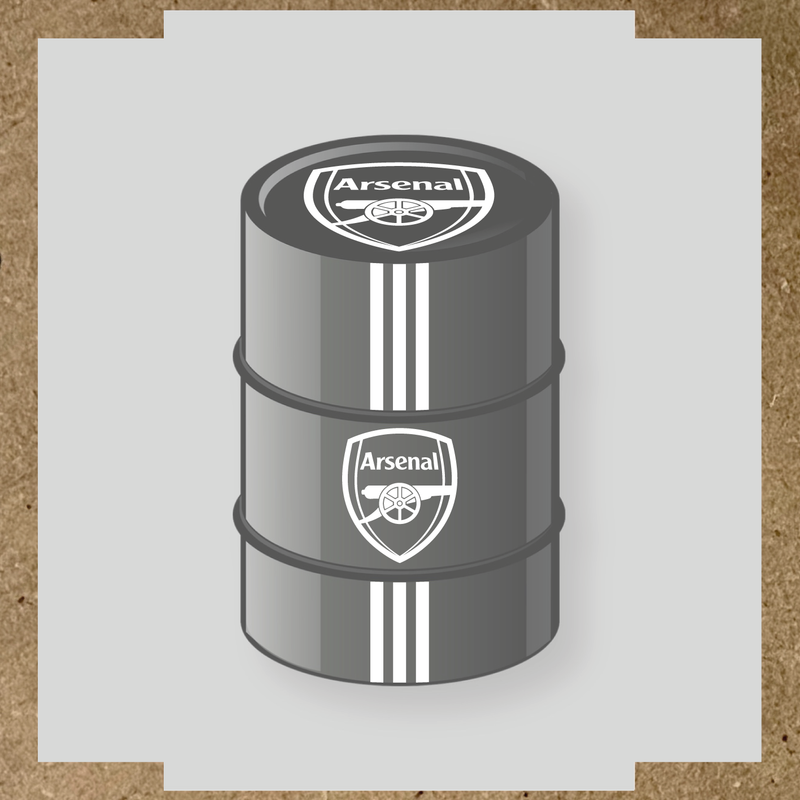 Kit de 4 stickers Arsenal pour un baril décoratif, avec le logo principal au centre. couleur:blanc