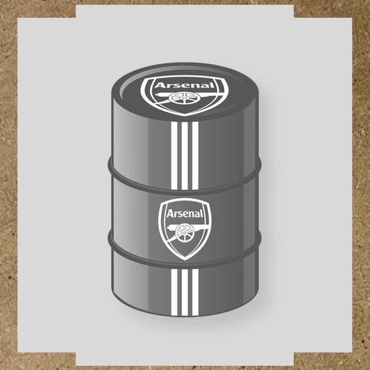 Kit de 4 stickers Arsenal pour un baril décoratif, avec le logo principal au centre. couleur:blanc