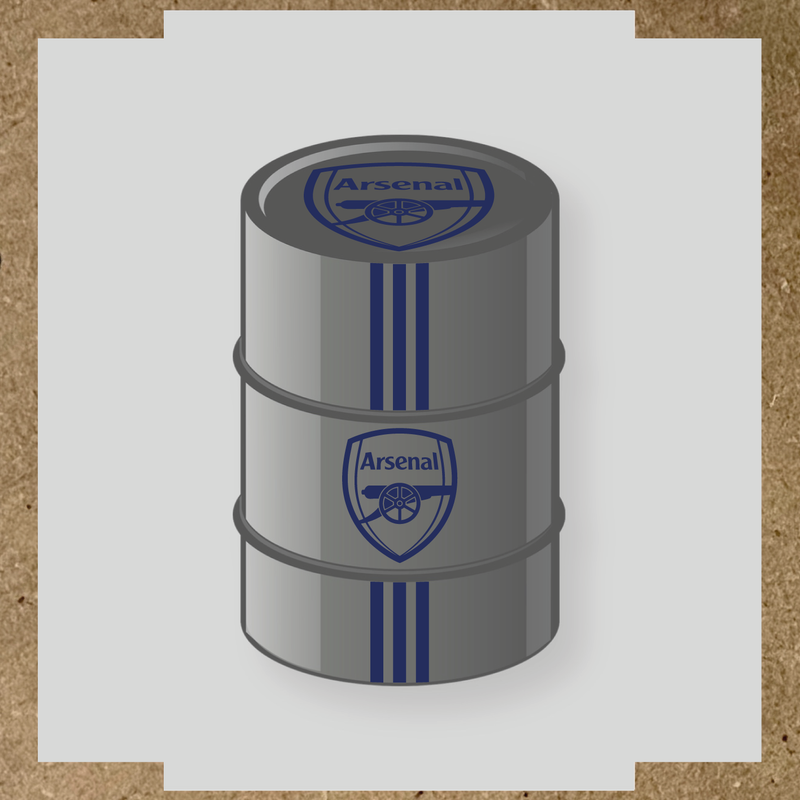 Kit de 4 stickers Arsenal pour un baril décoratif, avec le logo principal au centre. couleur:bleu nuit