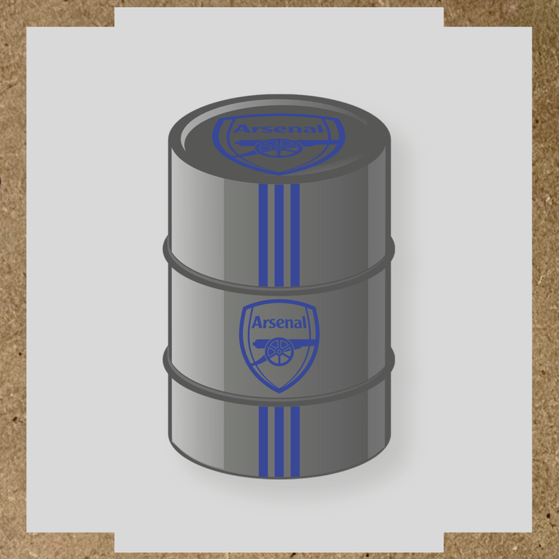 Kit de 4 stickers Arsenal pour un baril décoratif, avec le logo principal au centre. couleur:bleu roi