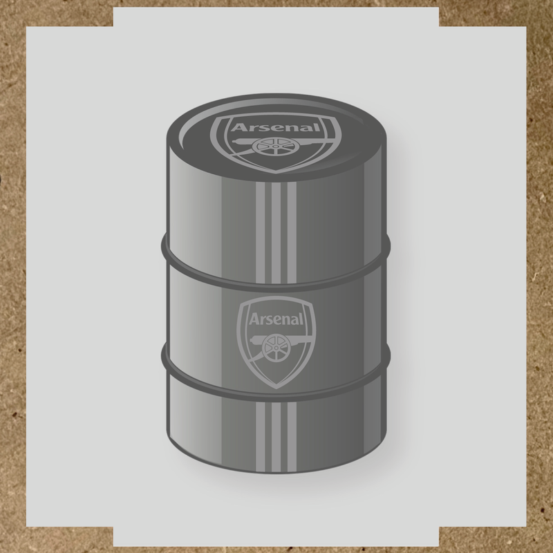 Kit de 4 stickers Arsenal pour un baril décoratif, avec le logo principal au centre. couleur:gris