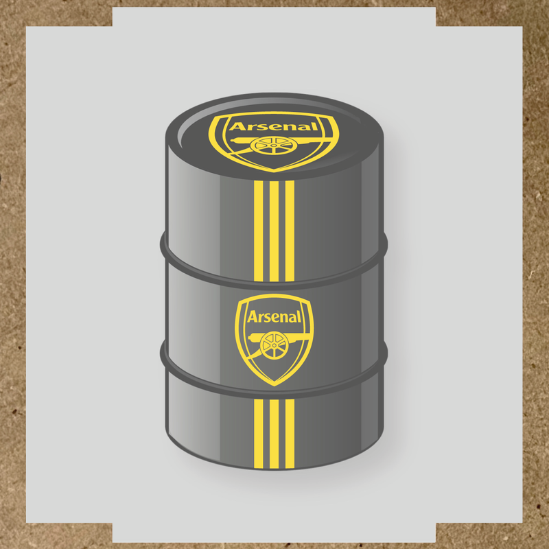 Kit de 4 stickers Arsenal pour un baril décoratif, avec le logo principal au centre. couleur:jaune clair