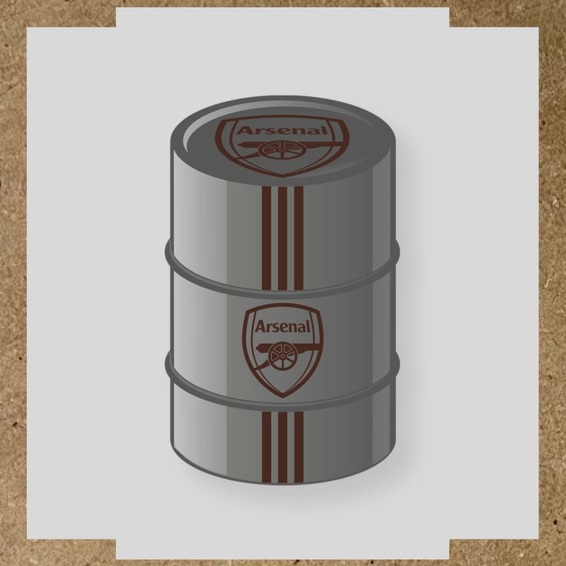Kit de 4 stickers Arsenal pour un baril décoratif, avec le logo principal au centre. couleur:marron foncé