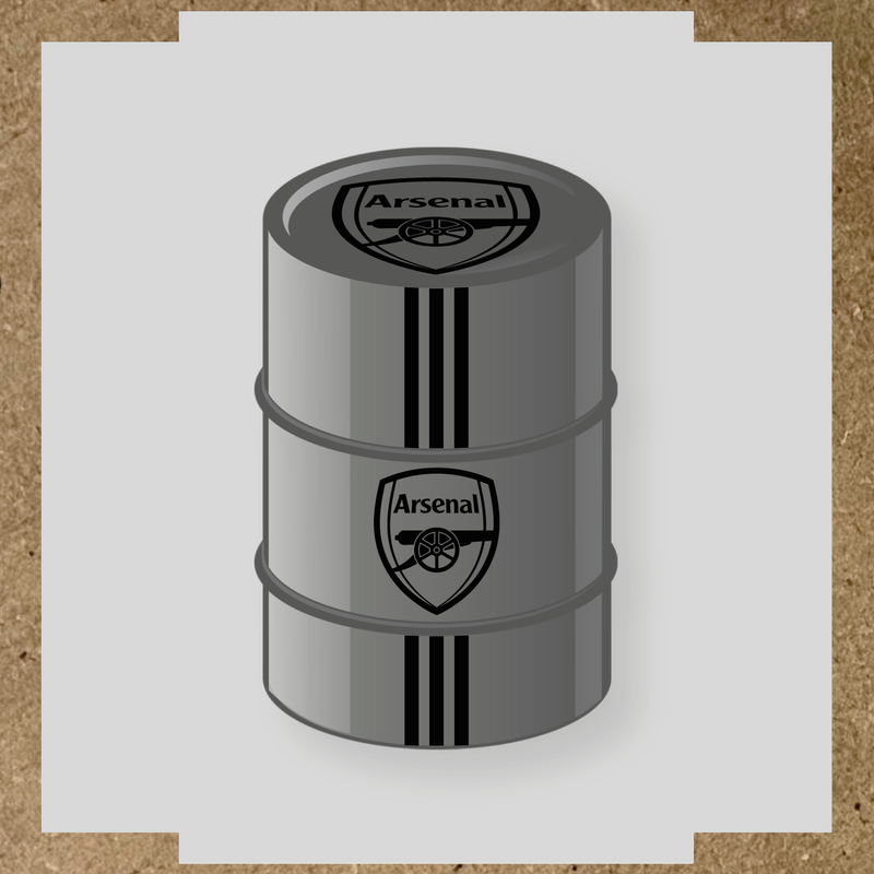Kit de 4 stickers Arsenal pour un baril décoratif, avec le logo principal au centre. couleur:noir