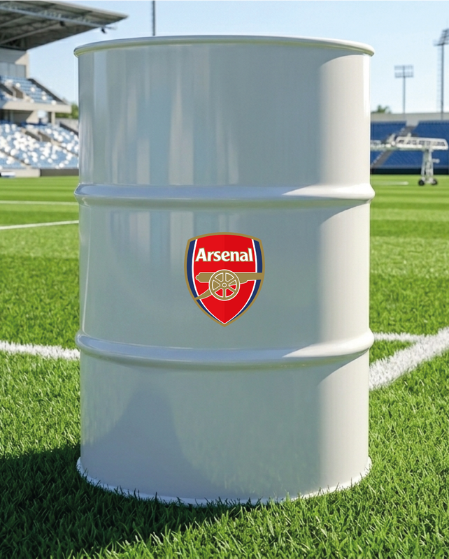 Baril décoratif avec kit de 2 stickers Arsenal en situation réelle