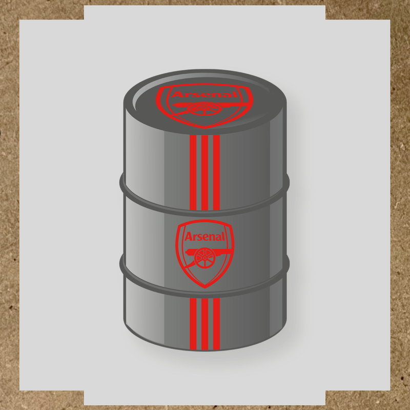 Kit de 4 stickers Arsenal pour un baril décoratif, avec le logo principal au centre. couleur:rouge vif