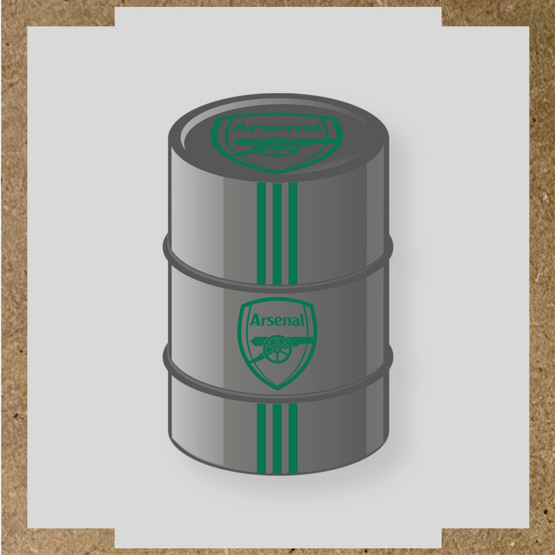Kit de 4 stickers Arsenal pour un baril décoratif, avec le logo principal au centre. couleur:vert émeraude