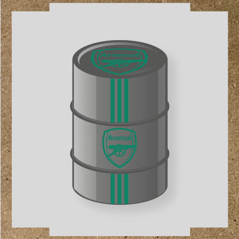 Kit de 4 stickers Arsenal pour un baril décoratif, avec le logo principal au centre. couleur:vert jade
