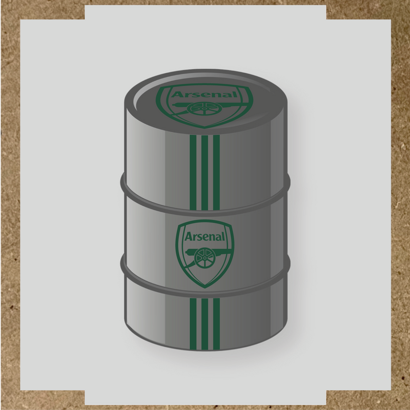Kit de 4 stickers Arsenal pour un baril décoratif, avec le logo principal au centre. couleur:vert sapin