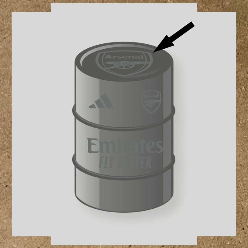 Kit de 4 stickers Arsenal pour baril décoratif mettant en avant le logo d'Arsenal couleur:gris foncé
