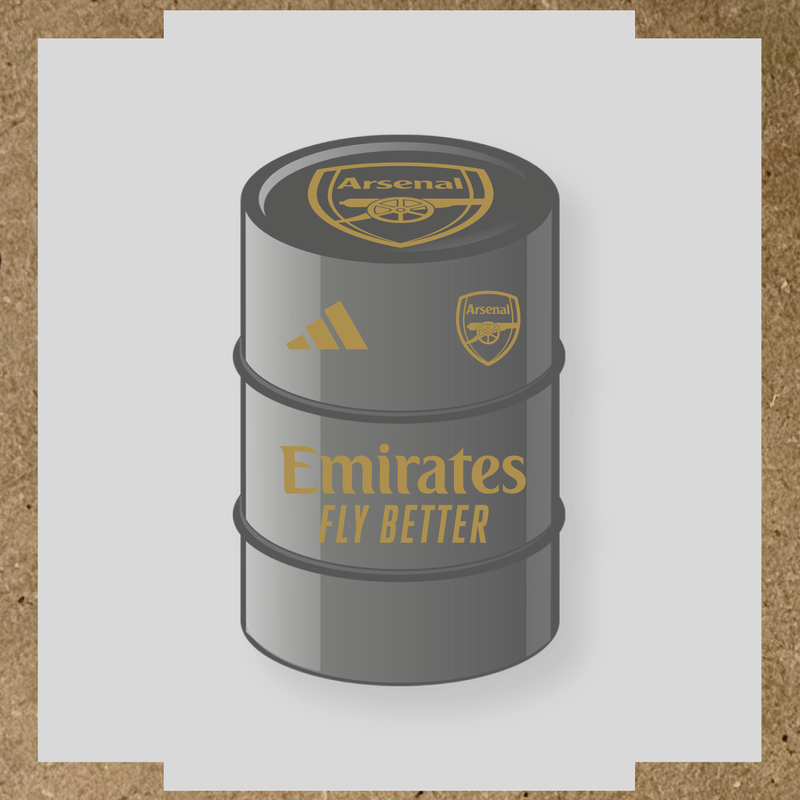 Kit de 4 stickers Arsenal pour baril décoratif mettant en avant le logo d'Arsenal couleur:or