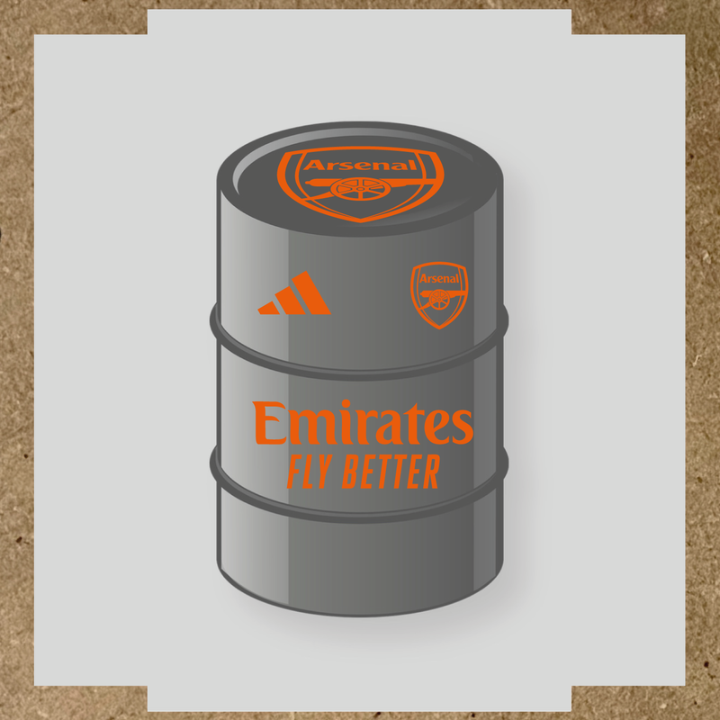 Kit de 4 stickers Arsenal pour baril décoratif mettant en avant le logo d'Arsenal couleur:orange