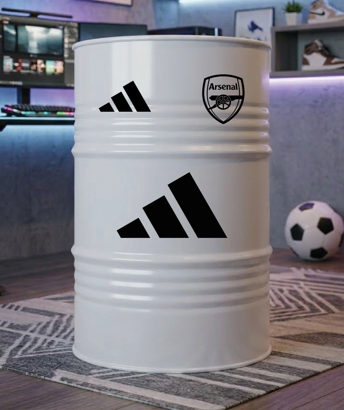 Baril décoratif avec stickers Arsenal et visuel secondaire Emirates version 2 