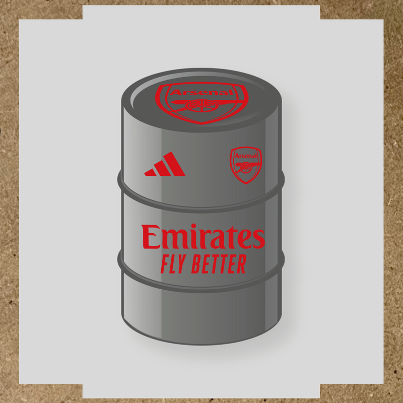 Kit de 4 stickers Arsenal pour baril décoratif mettant en avant le logo d'Arsenal couleur:rouge