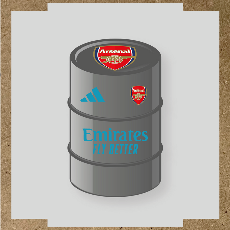 Kit de 4 stickers Arsenal pour baril avec logo sur le dessus et texte Emirates couleur:bleu azur