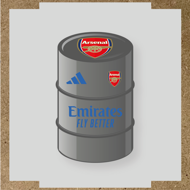 Kit de 4 stickers Arsenal pour baril avec logo sur le dessus et texte Emirates couleur:bleu pétrole