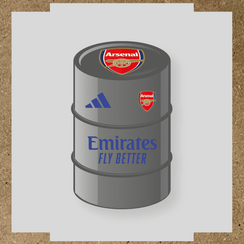 Kit de 4 stickers Arsenal pour baril avec logo sur le dessus et texte Emirates couleur:bleu roi