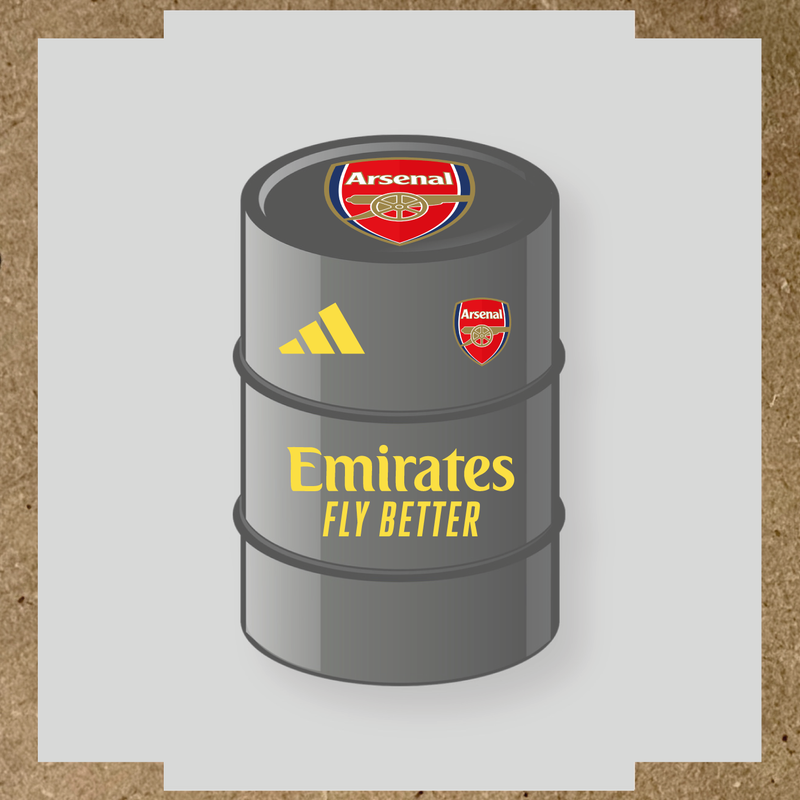 Kit de 4 stickers Arsenal pour baril avec logo sur le dessus et texte Emirates couleur:jaune clair