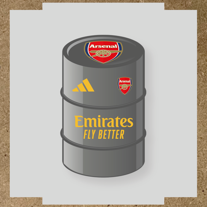Kit de 4 stickers Arsenal pour baril avec logo sur le dessus et texte Emirates couleur:jaune