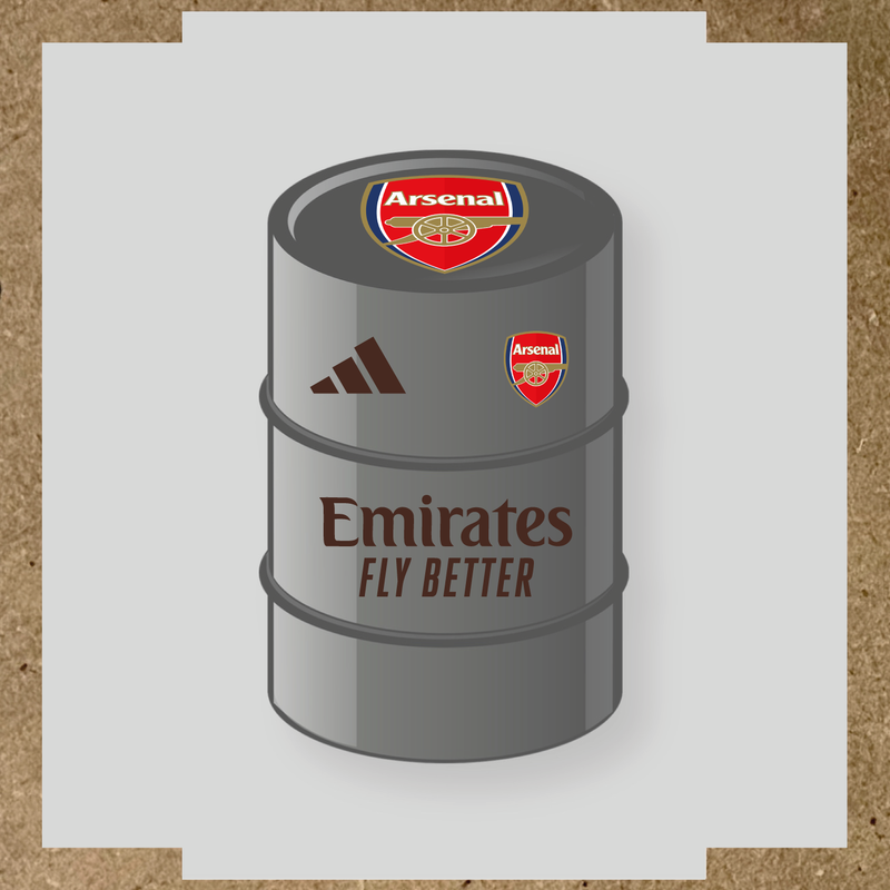 Kit de 4 stickers Arsenal pour baril avec logo sur le dessus et texte Emirates couleur:marron foncé
