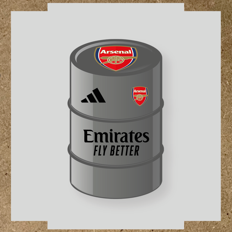 Kit de 4 stickers Arsenal pour baril avec logo sur le dessus et texte Emirates couleur:noir