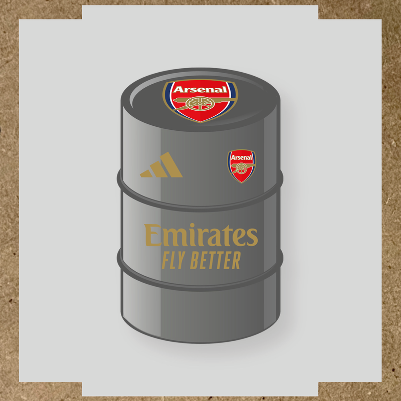 Kit de 4 stickers Arsenal pour baril avec logo sur le dessus et texte Emirates couleur:or