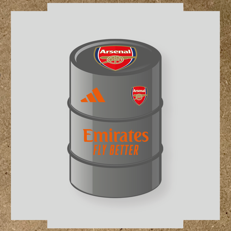 Kit de 4 stickers Arsenal pour baril avec logo sur le dessus et texte Emirates couleur:orange