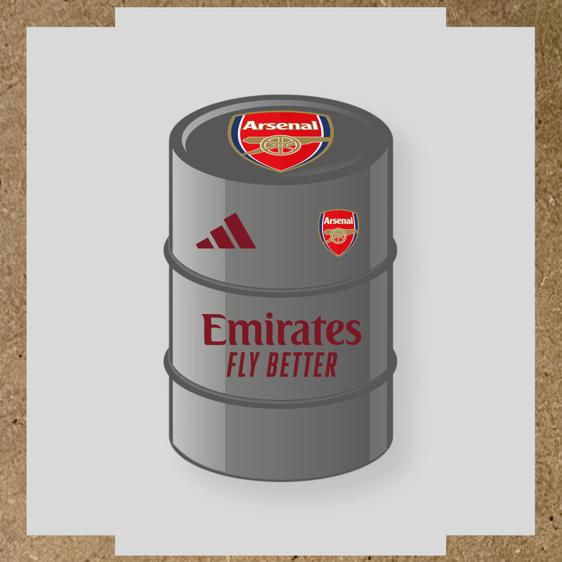 Kit de 4 stickers Arsenal pour baril avec logo sur le dessus et texte Emirates couleur:rouge bordeaux
