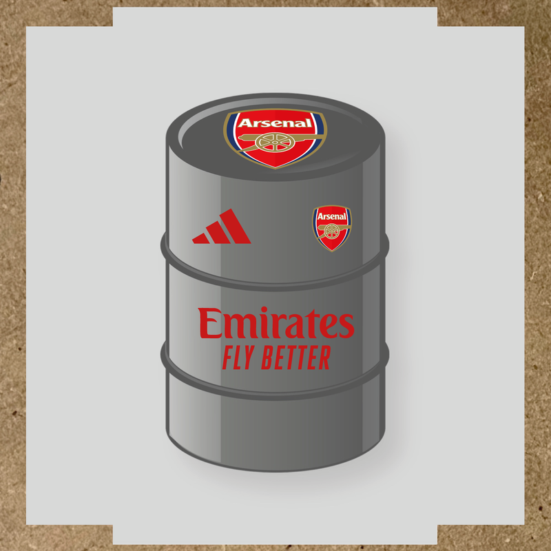 Kit de 4 stickers Arsenal pour baril avec logo sur le dessus et texte Emirates couleur:rouge foncé