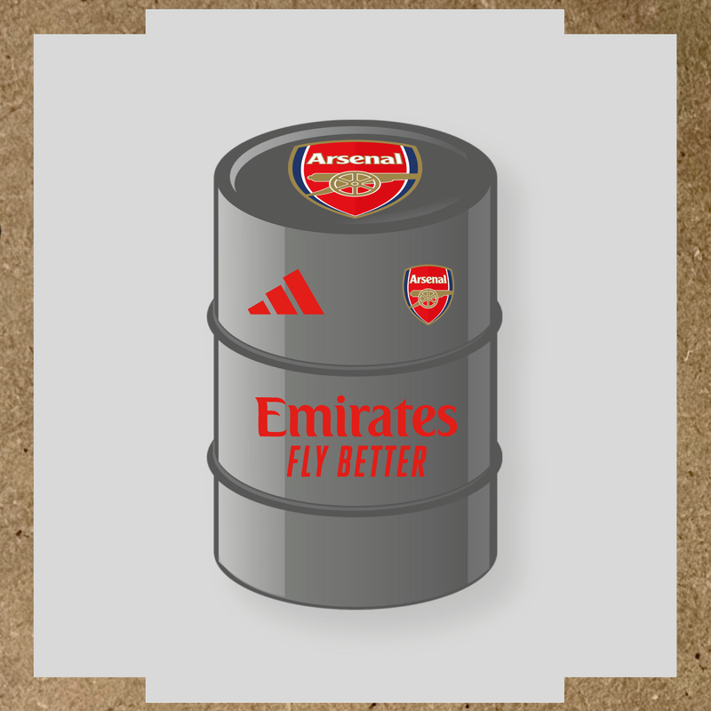 Kit de 4 stickers Arsenal pour baril avec logo sur le dessus et texte Emirates couleur:rouge vif