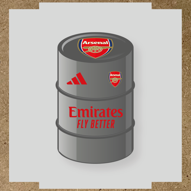 Kit de 4 stickers Arsenal pour baril avec logo sur le dessus et texte Emirates couleur:rouge