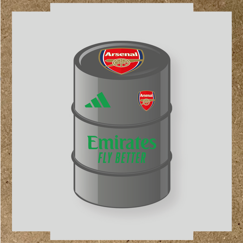 Kit de 4 stickers Arsenal pour baril avec logo sur le dessus et texte Emirates couleur:vert vif