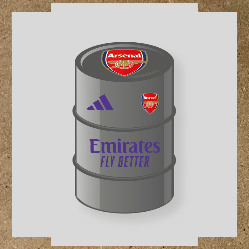 Kit de 4 stickers Arsenal pour baril avec logo sur le dessus et texte Emirates couleur:violet