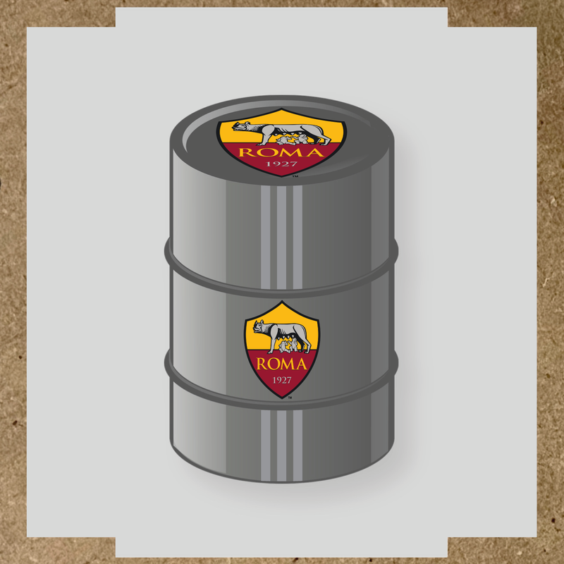 Kit de 4 stickers AS Roma pour baril décoratif, mettant en avant le logo de l'équipe sur la partie supérieure. couleur:argent