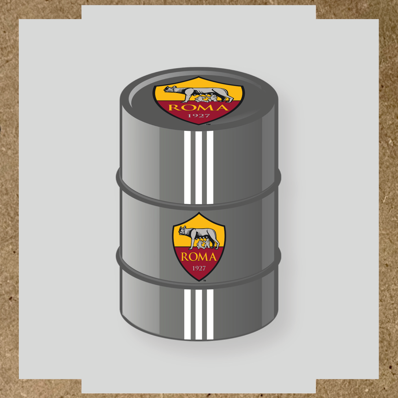 Kit de 4 stickers AS Roma pour baril décoratif, mettant en avant le logo de l'équipe sur la partie supérieure. couleur:blanc