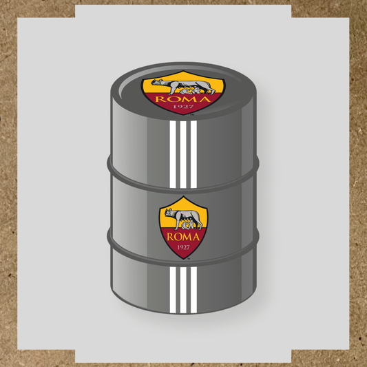Kit de 4 stickers AS Roma pour baril décoratif, mettant en avant le logo de l'équipe sur la partie supérieure. couleur:blanc