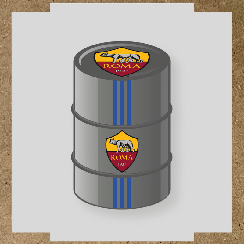 Kit de 4 stickers AS Roma pour baril décoratif, mettant en avant le logo de l'équipe sur la partie supérieure. couleur:bleu acier