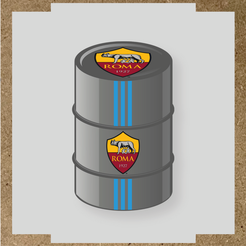 Kit de 4 stickers AS Roma pour baril décoratif, mettant en avant le logo de l'équipe sur la partie supérieure. couleur:bleu ciel
